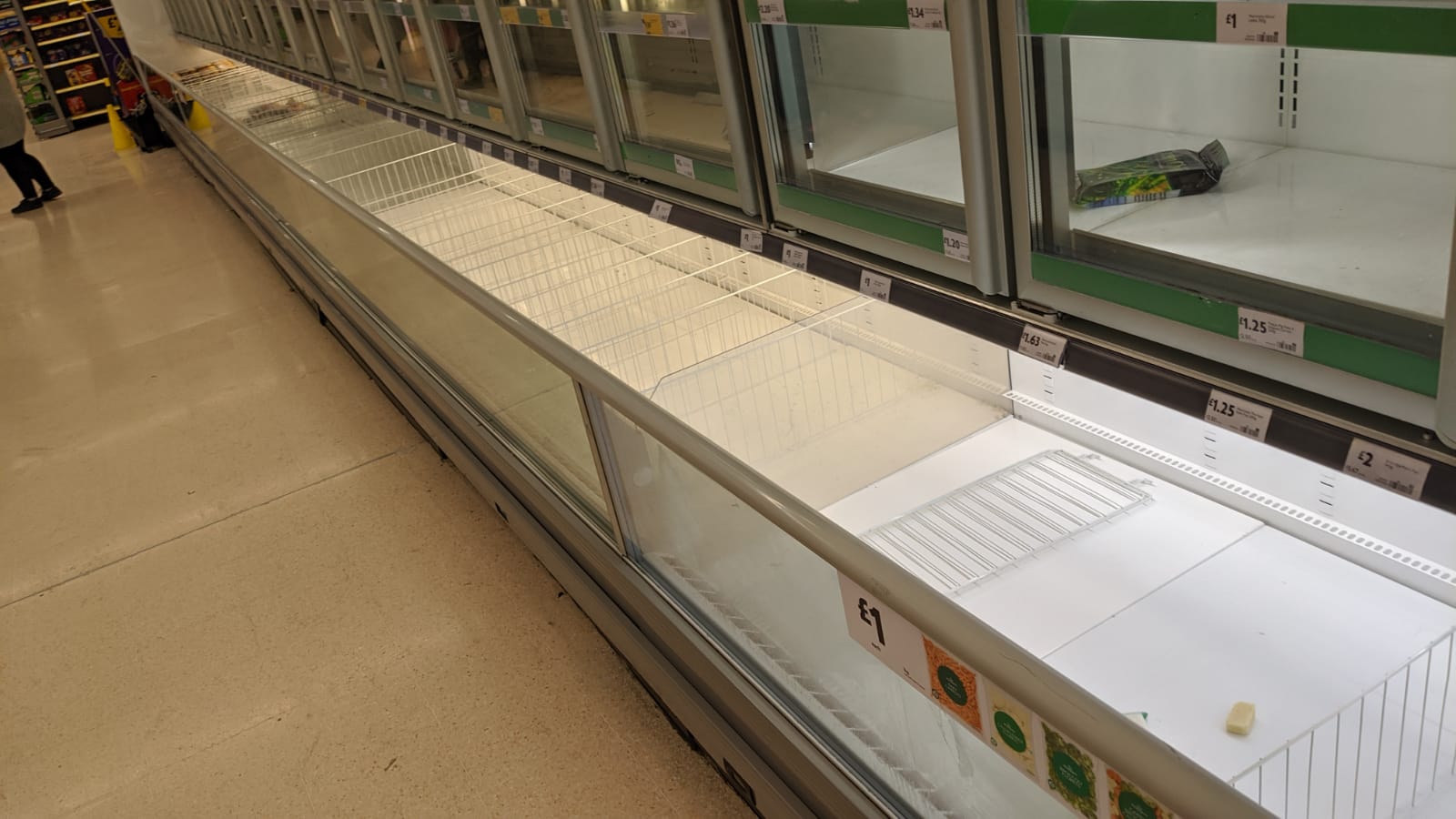 empty shelves Empty supermarket freezer